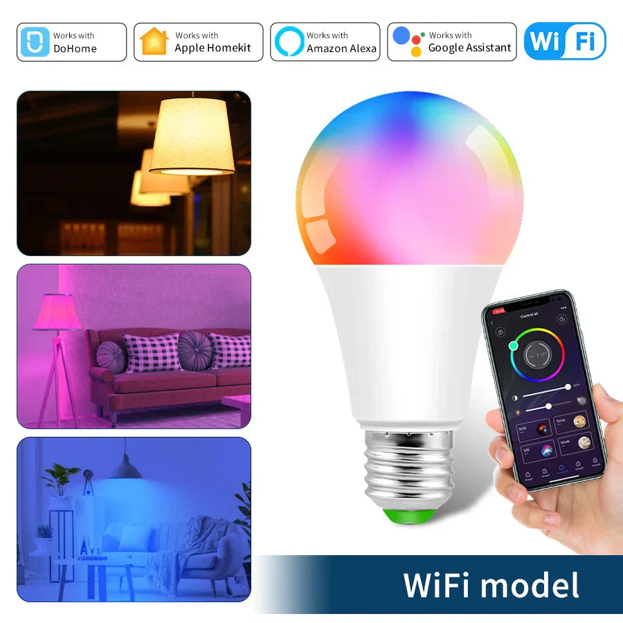 Alexa Lamp Smart LED Bulb 12W WiFi Light RGB E27 Homekit Dohome 110V 220V Google Home Assistant Voice Control Dimmable
