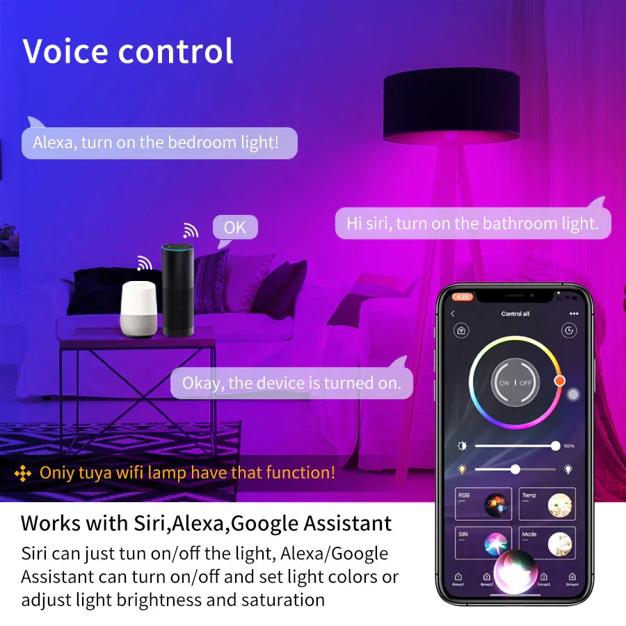 Alexa Lamp Smart LED Bulb 12W WiFi Light RGB E27 Homekit Dohome 110V 220V Google Home Assistant Voice Control Dimmable