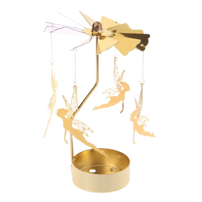Spinning Rotary Carousel Tea Light Candle Holder Stand Light Gift Wedding Decor