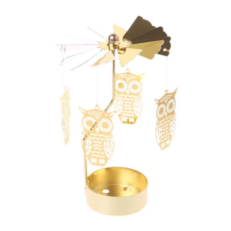 Spinning Rotary Carousel Tea Light Candle Holder Stand Light Gift Wedding Decor