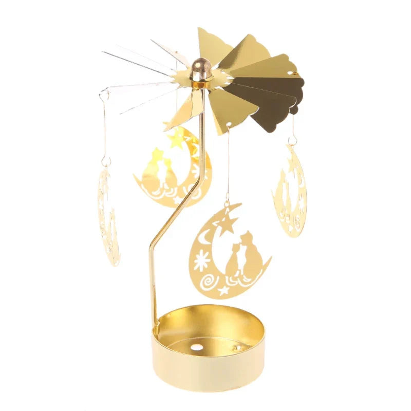 Spinning Rotary Carousel Tea Light Candle Holder Stand Light Gift Wedding Decor