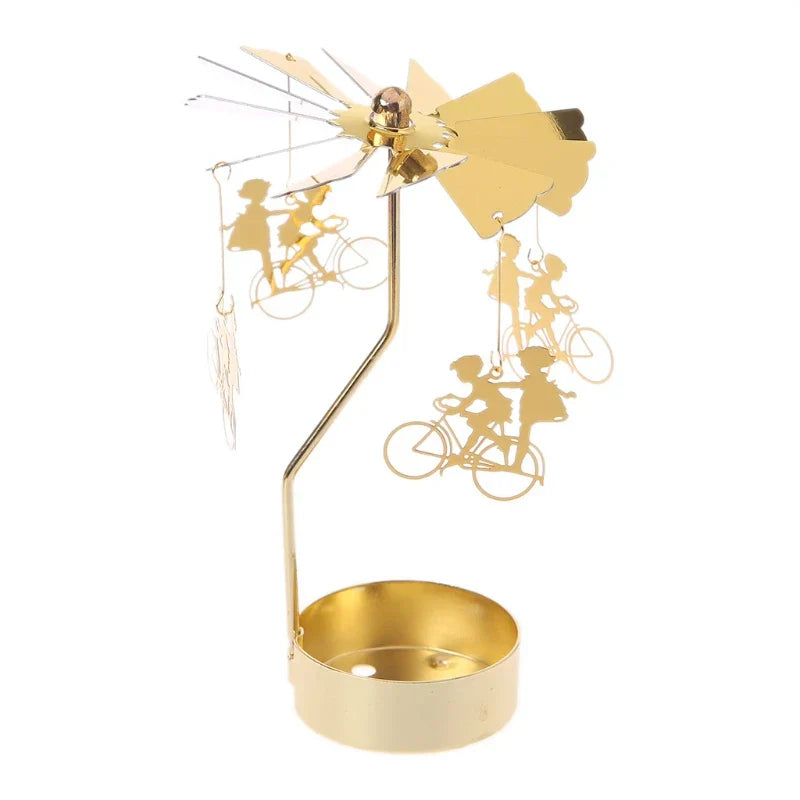 Spinning Rotary Carousel Tea Light Candle Holder Stand Light Gift Wedding Decor