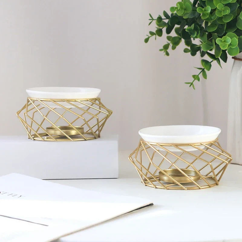 Aromatic Oil Burner, Geometric Ceramic Essential Oil Candle Holder Wax Melt Burner Warmer Melter fragrance for Home Office Decor