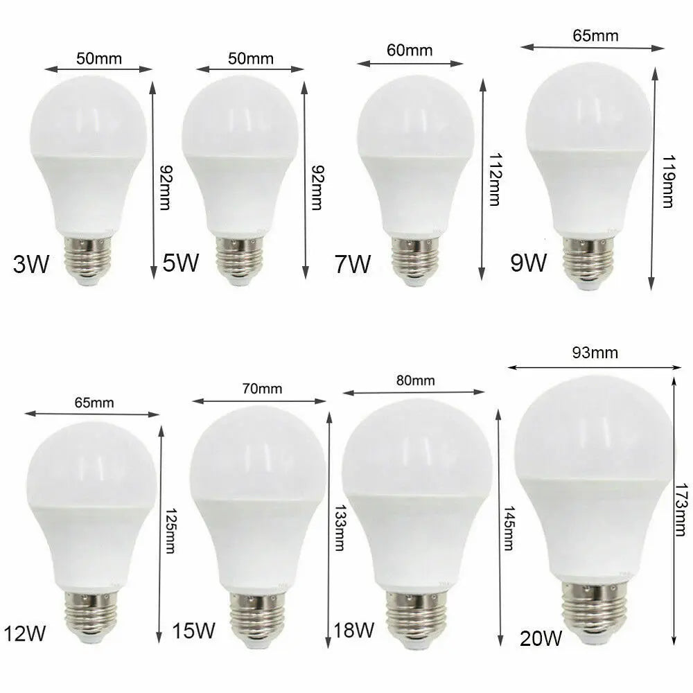 E27 3W 5W 7W 9W 12W 15W 18W 20W LED Edison Globe Light Bulbs Cool Warm White 110/220V Super Bright Lamp for Home Office Bedroom