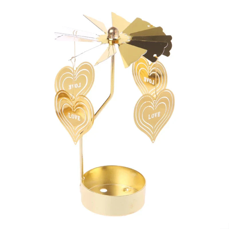 Spinning Rotary Carousel Tea Light Candle Holder Stand Light Gift Wedding Decor