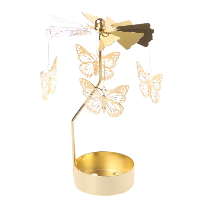 Spinning Rotary Carousel Tea Light Candle Holder Stand Light Gift Wedding Decor
