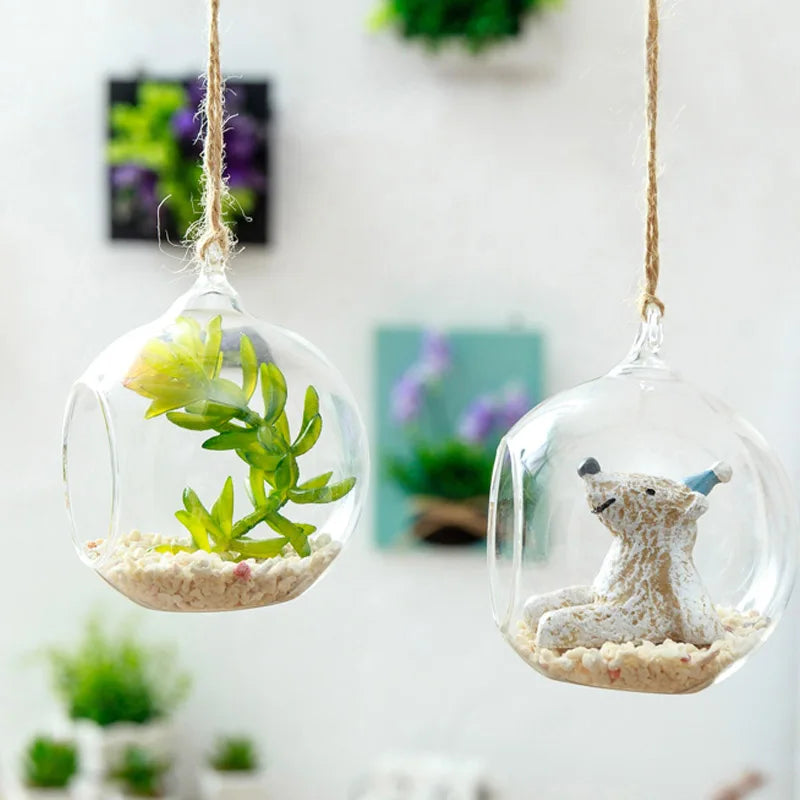 8/24Pcs 6/8cm Glass Candle Holder Hanging Tealight 6/8/10/12cm Globes Terrarium Wedding Candle Candlestick Vase Home Bar Decor
