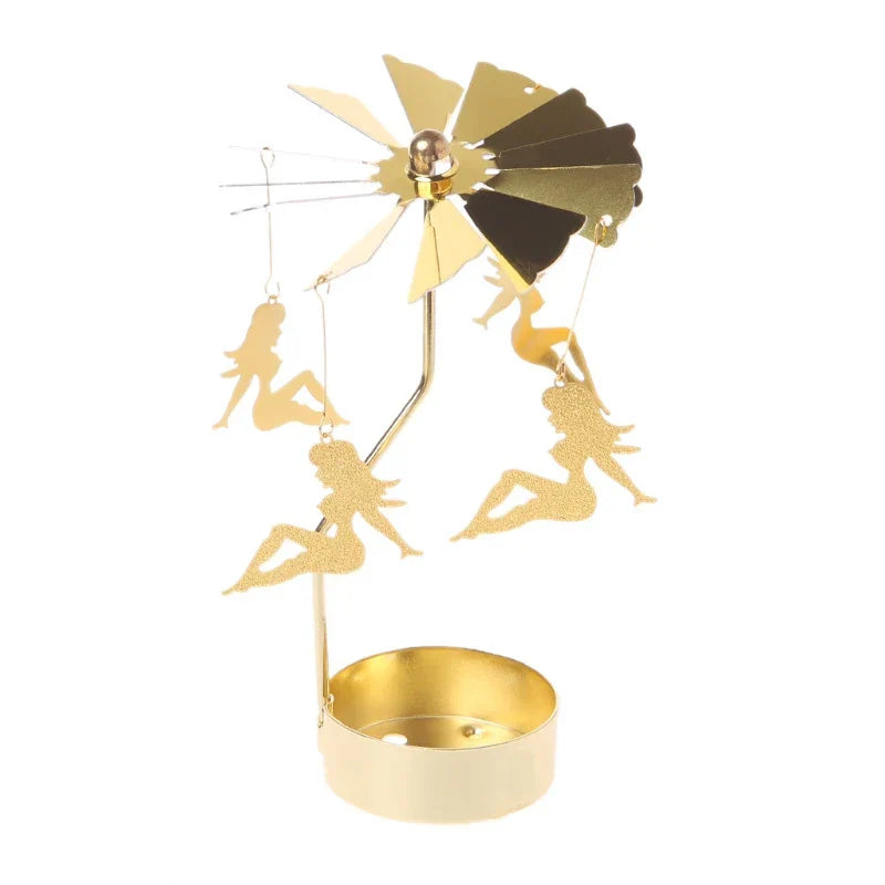 Spinning Rotary Carousel Tea Light Candle Holder Stand Light Gift Wedding Decor