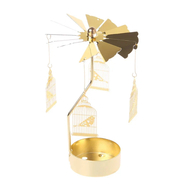 Spinning Rotary Carousel Tea Light Candle Holder Stand Light Gift Wedding Decor