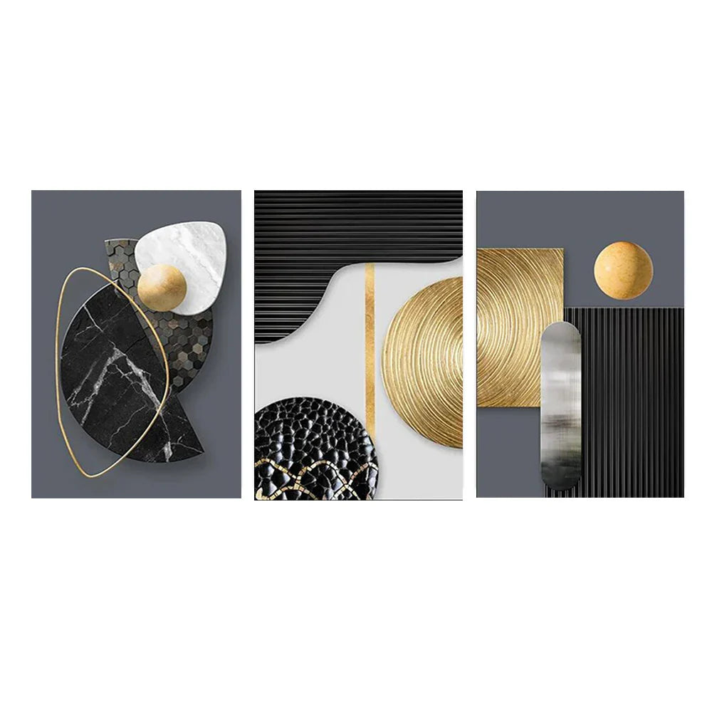 3pcs Abstract Geometry Canvas Painting