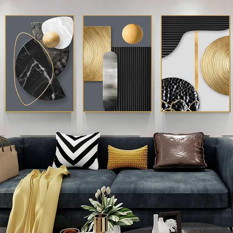 3pcs Abstract Geometry Canvas Painting
