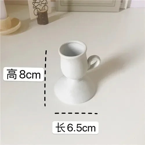 Ceramic Handhold Candlestick Ornaments Photography Home Decoration Jewelry Stand Candle Holder 1PC