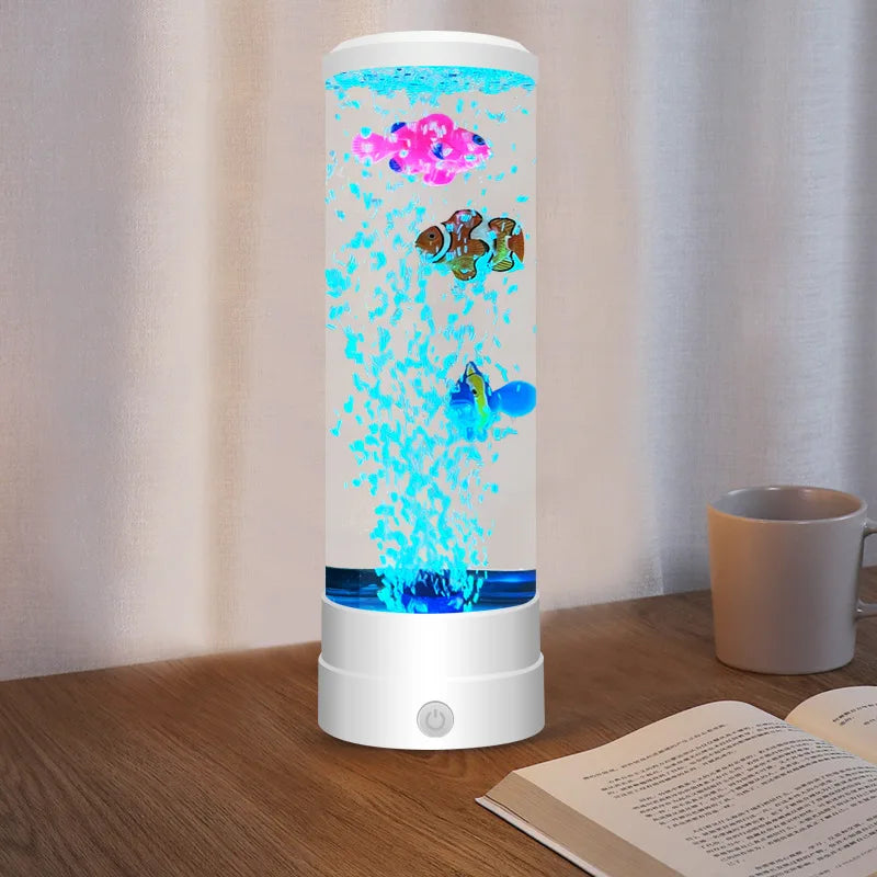 LED Fish Lamp Multi-Color Aquarium Tank USB Night Light Simulated Fish Bubble Table Lamp for Home Desk Bedroom Living Room