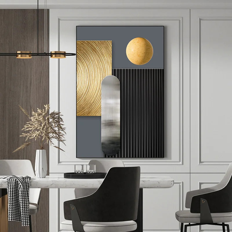 3pcs Abstract Geometry Canvas Painting