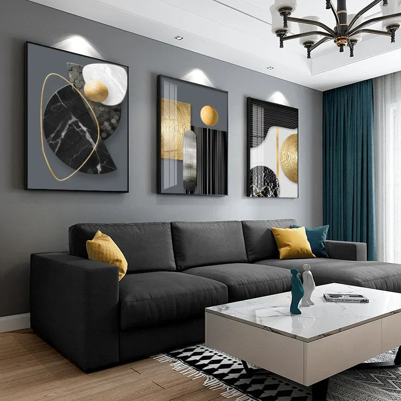 3pcs Abstract Geometry Canvas Painting