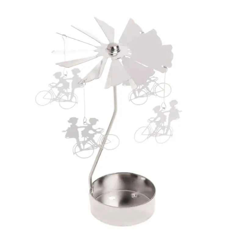 Spinning Rotary Carousel Tea Light Candle Holder Stand Light Gift Wedding Decor