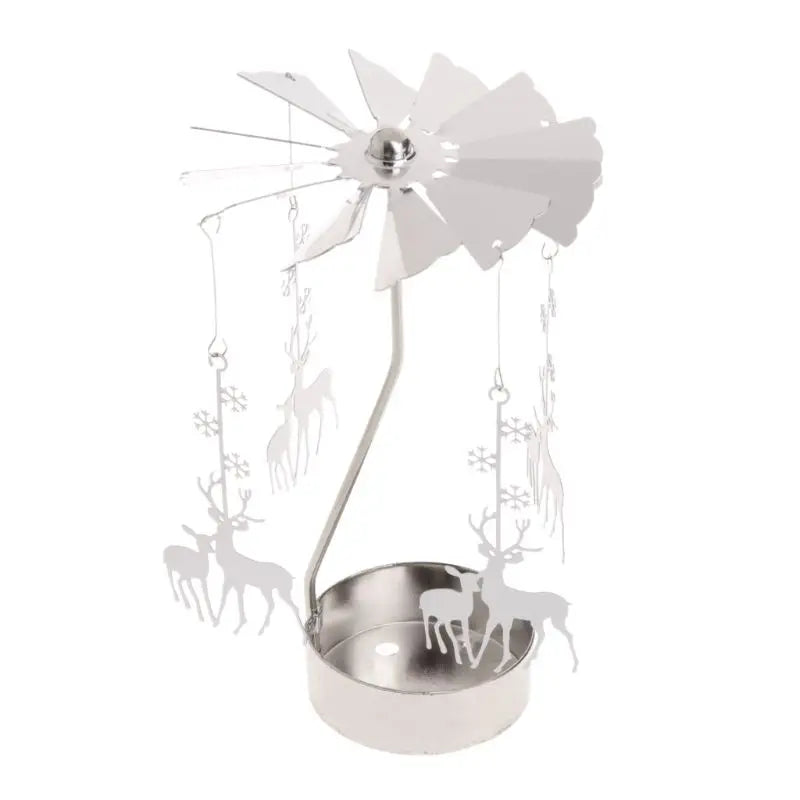 Spinning Rotary Carousel Tea Light Candle Holder Stand Light Gift Wedding Decor
