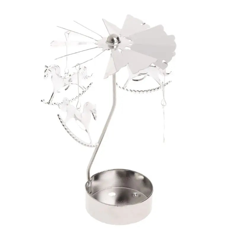 Spinning Rotary Carousel Tea Light Candle Holder Stand Light Gift Wedding Decor