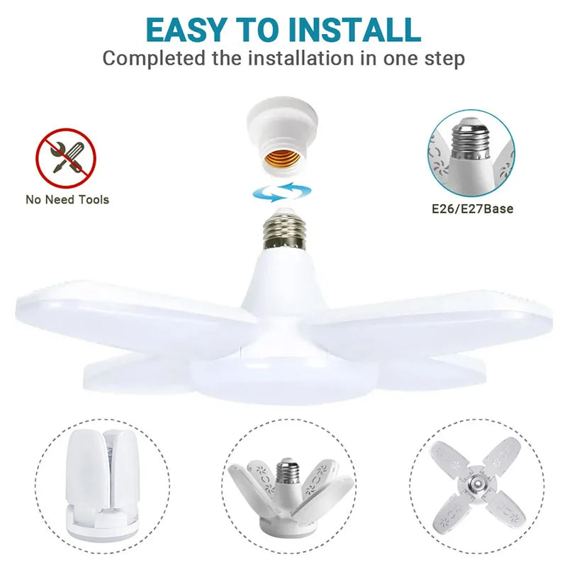 E27 Fan Blade Light Lamp 110V 220V 28W LED Bulb 360 Degrees Foldable Led Bulbs Lampada for Home Ceiling Light Garage Lights