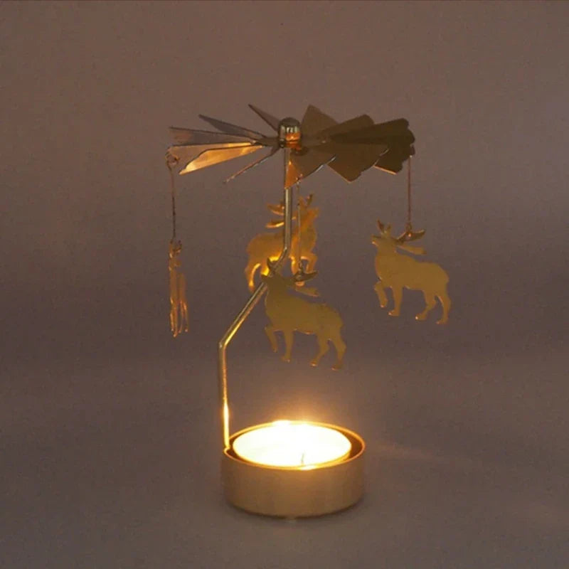 Spinning Rotary Carousel Tea Light Candle Holder Stand Light Gift Wedding Decor