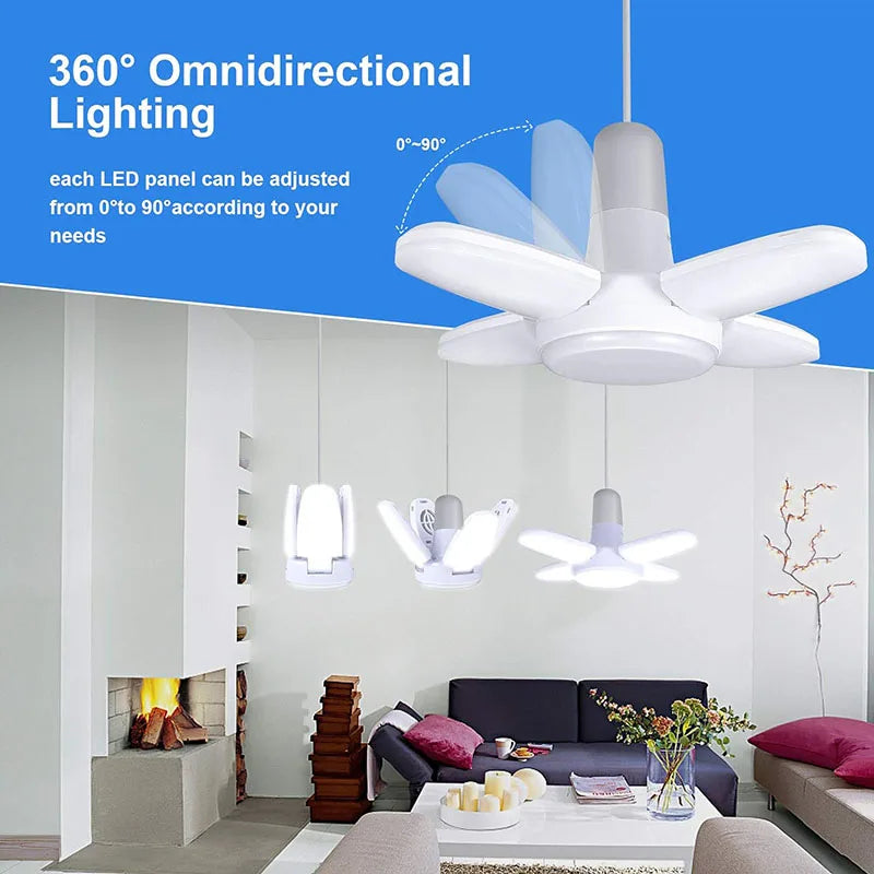 E27 Fan Blade Light Lamp 110V 220V 28W LED Bulb 360 Degrees Foldable Led Bulbs Lampada for Home Ceiling Light Garage Lights