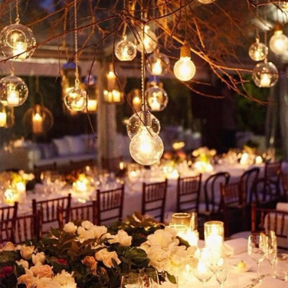 8/24Pcs 6/8cm Glass Candle Holder Hanging Tealight 6/8/10/12cm Globes Terrarium Wedding Candle Candlestick Vase Home Bar Decor