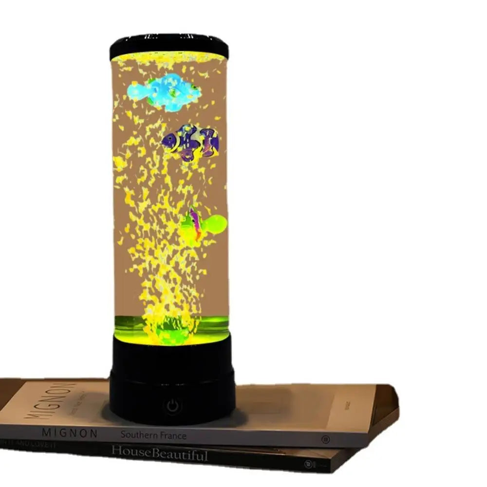 LED Fish Lamp Multi-Color Aquarium Tank USB Night Light Simulated Fish Bubble Table Lamp for Home Desk Bedroom Living Room