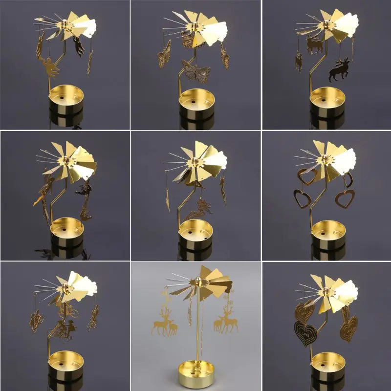 Spinning Rotary Carousel Tea Light Candle Holder Stand Light Gift Wedding Decor
