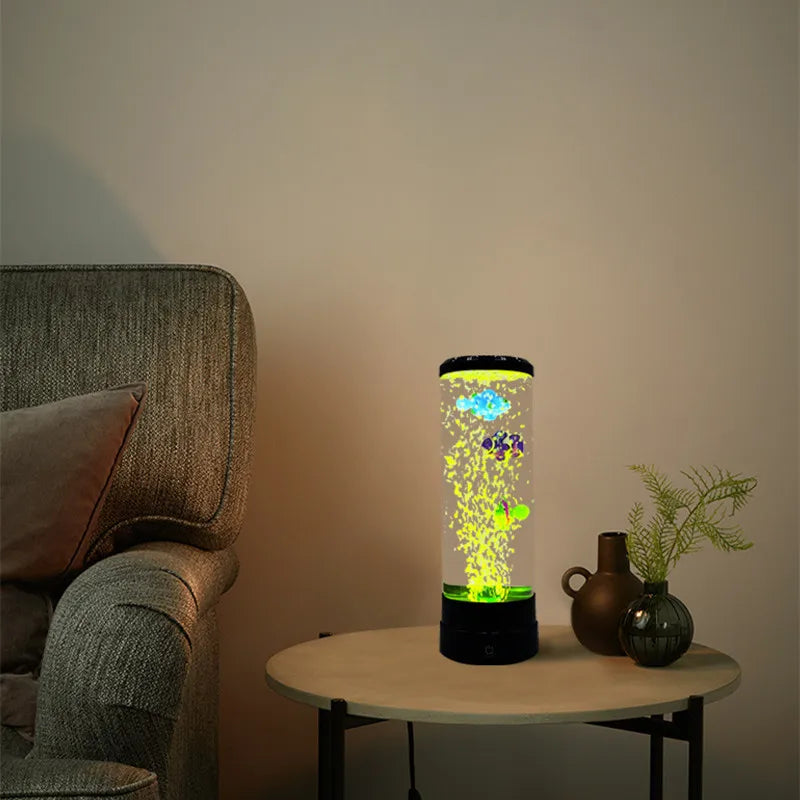 LED Fish Lamp Multi-Color Aquarium Tank USB Night Light Simulated Fish Bubble Table Lamp for Home Desk Bedroom Living Room