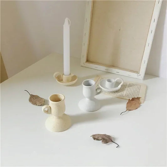 Ceramic Handhold Candlestick Ornaments Photography Home Decoration Jewelry Stand Candle Holder 1PC