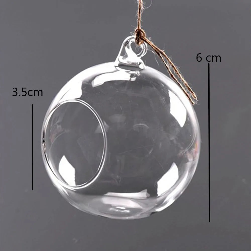 8/24Pcs 6/8cm Glass Candle Holder Hanging Tealight 6/8/10/12cm Globes Terrarium Wedding Candle Candlestick Vase Home Bar Decor