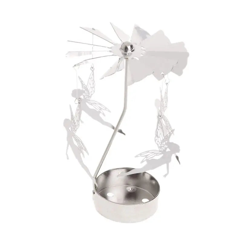 Spinning Rotary Carousel Tea Light Candle Holder Stand Light Gift Wedding Decor