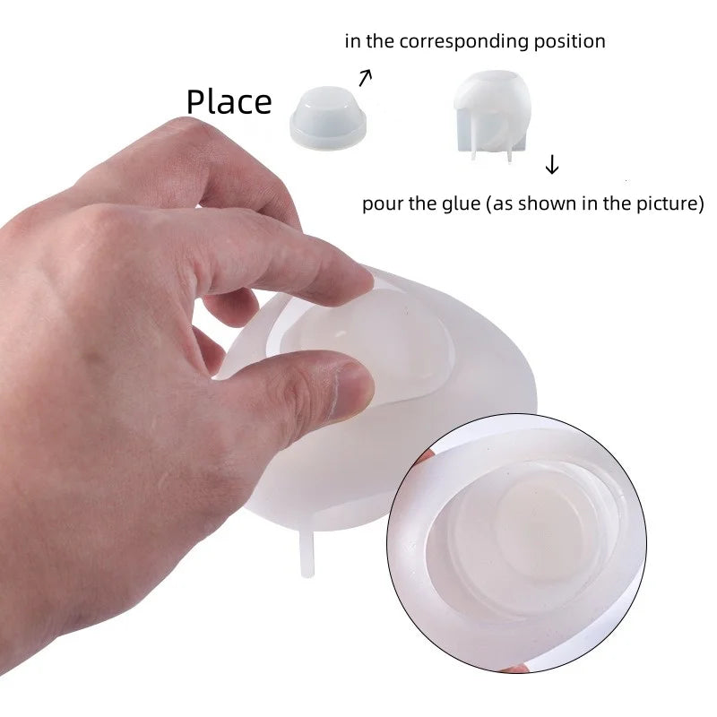Moon Candle Crystal Epoxy Resin Dropping Mold DIY Half Moon Holder Ornament Silicone Mold Home Decoration Storage