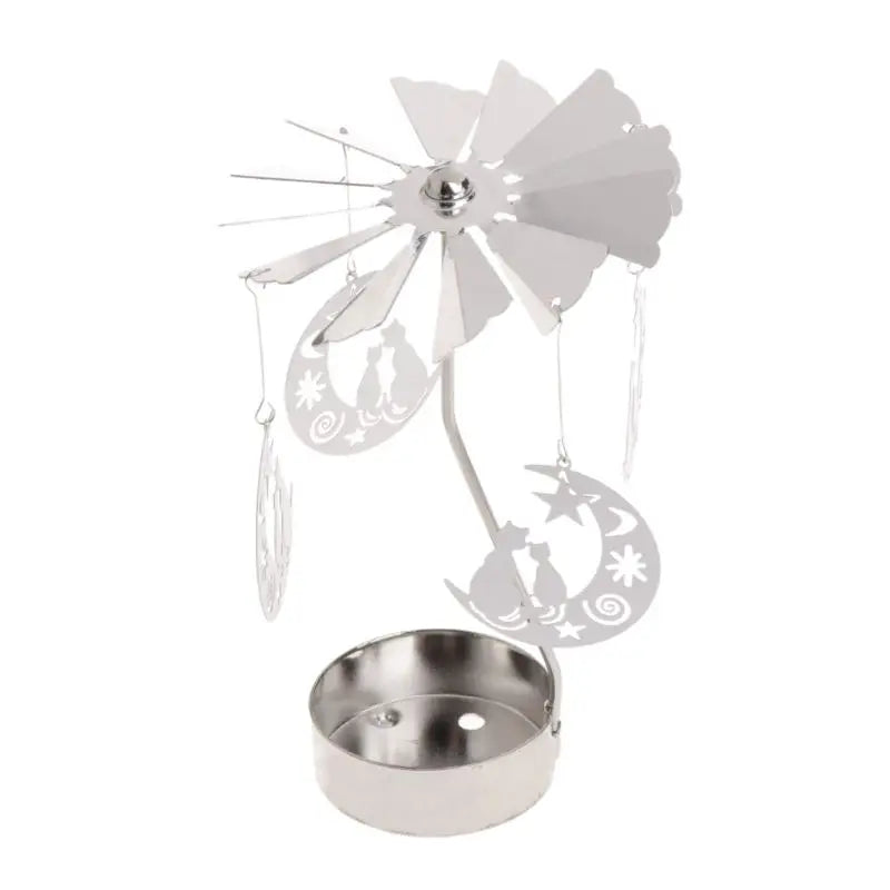 Spinning Rotary Carousel Tea Light Candle Holder Stand Light Gift Wedding Decor